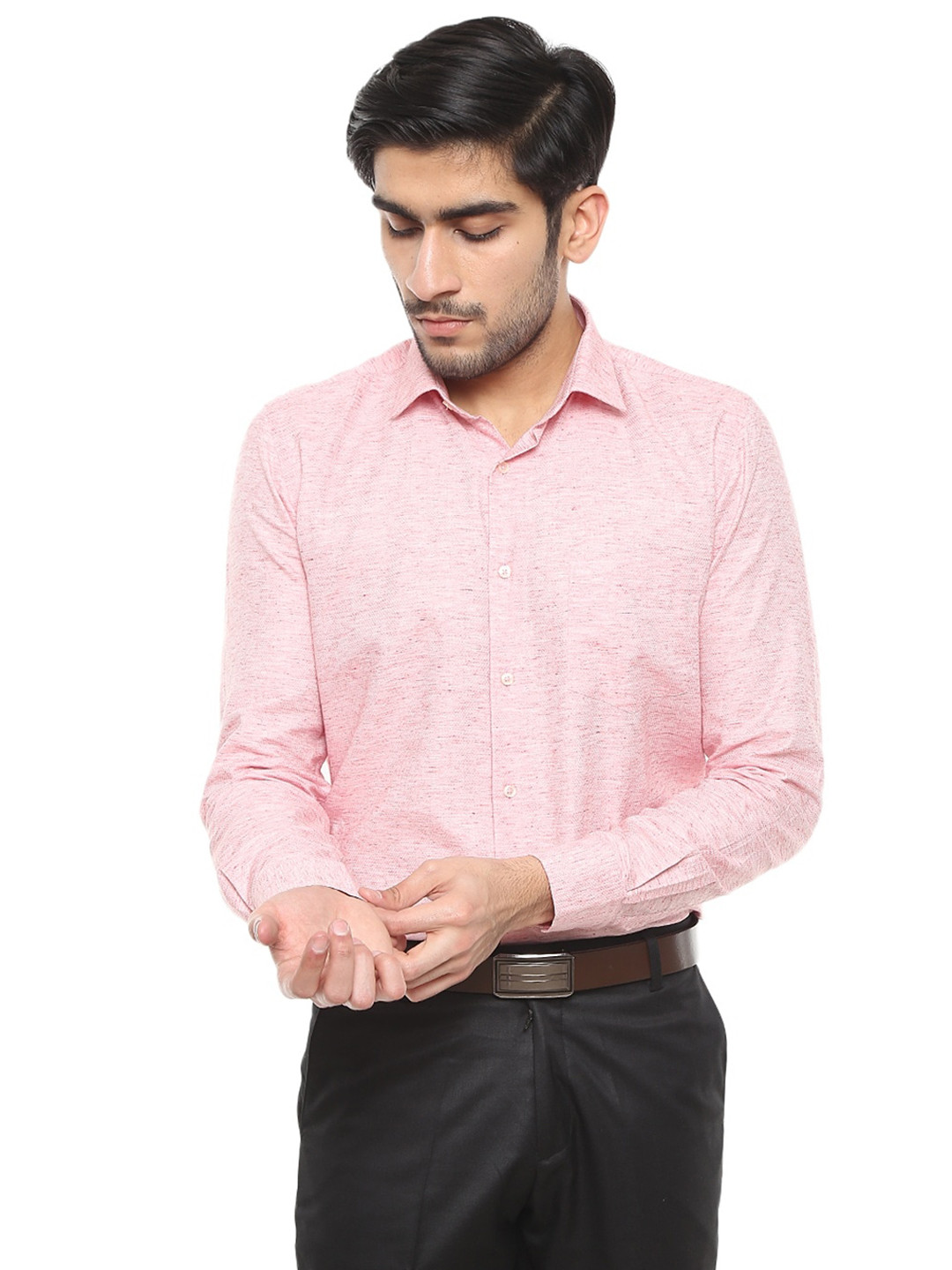 

J White by Vmart Men Pink Self Design Standard Formal Shirt