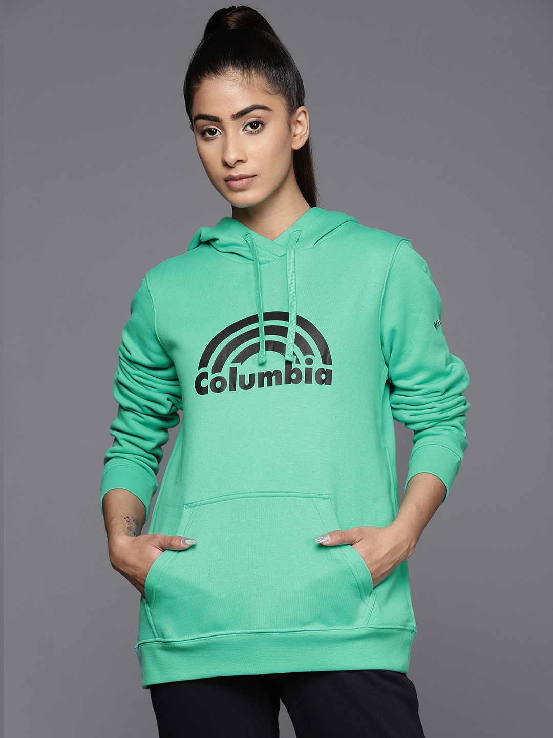 

Columbia Brand Logo Printed Hooded Sweatshirt, Green