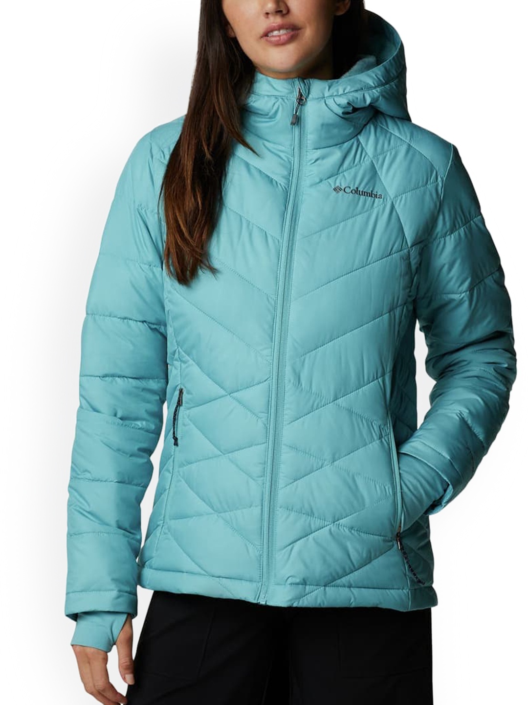 

Columbia Women Sea Green Insulator Omni Heat Infinity Hiking Puffer Jacket