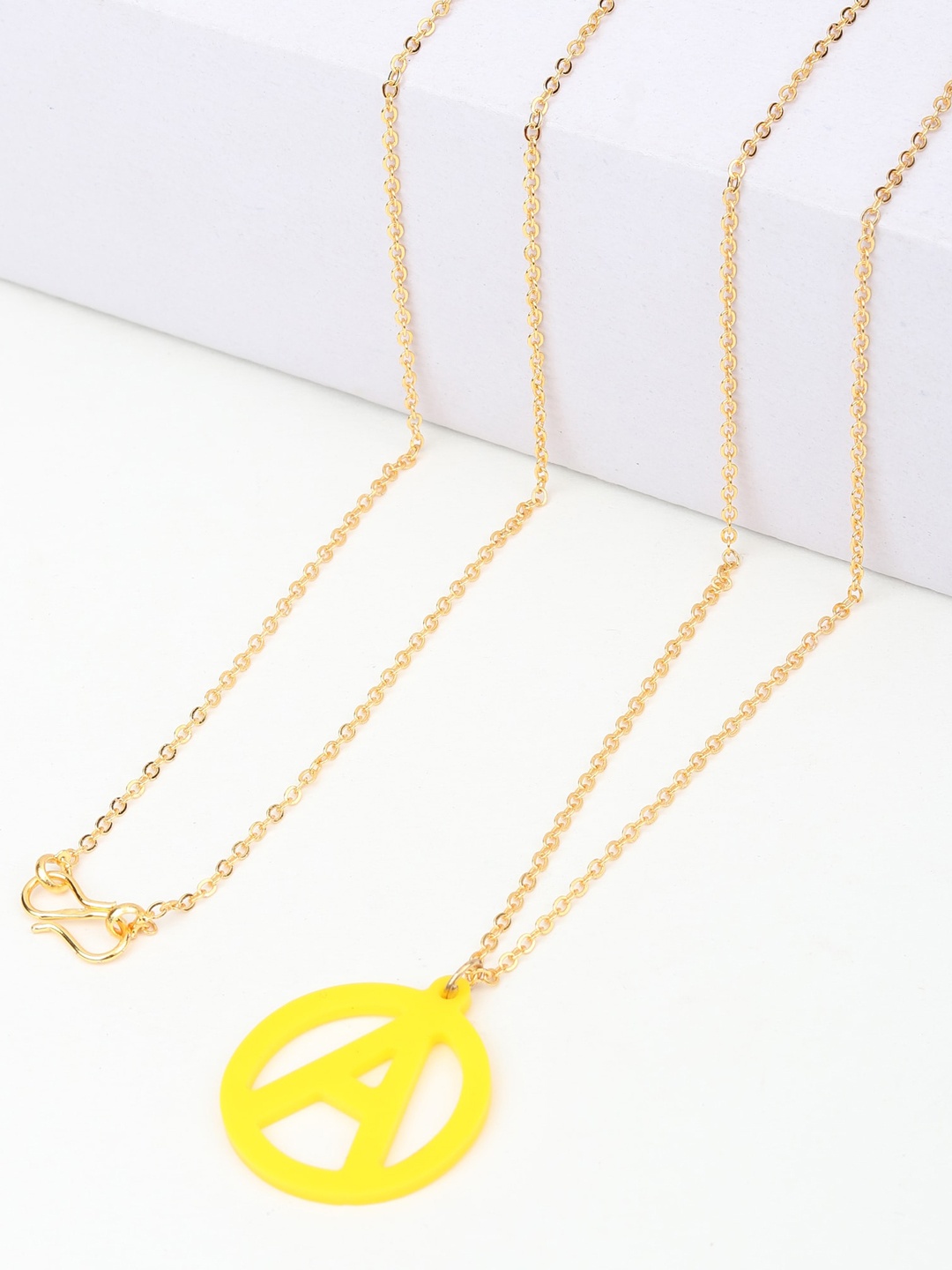 

Goldnera Women Yellow & Gold Plated Alphabet Charm Pendant With Chain