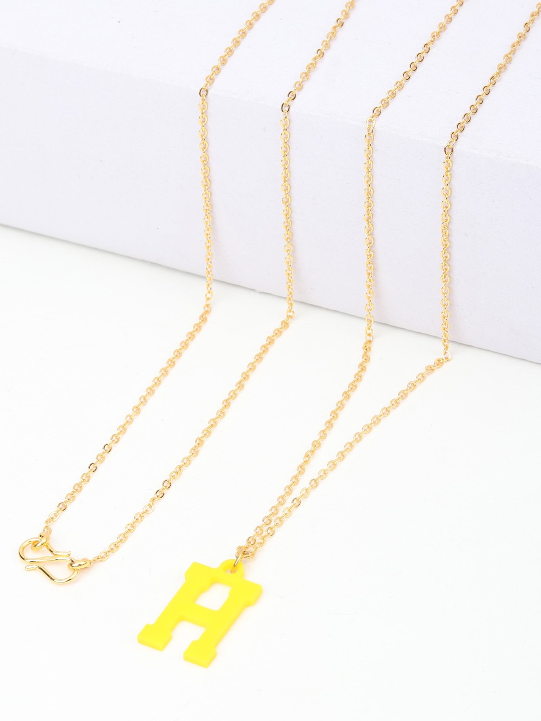 

Goldnera Women Gold Plated & Yellow H Letter Pendant With Chain