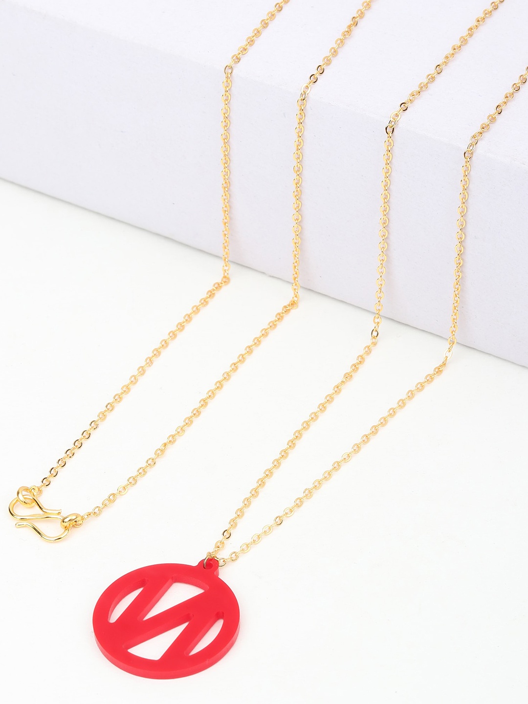 

Goldnera Red Letter N Charm Pendant with Chain