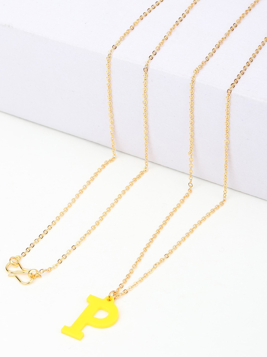 

Goldnera Women Gold Plated & Yellow P Letter Pendant With Chain