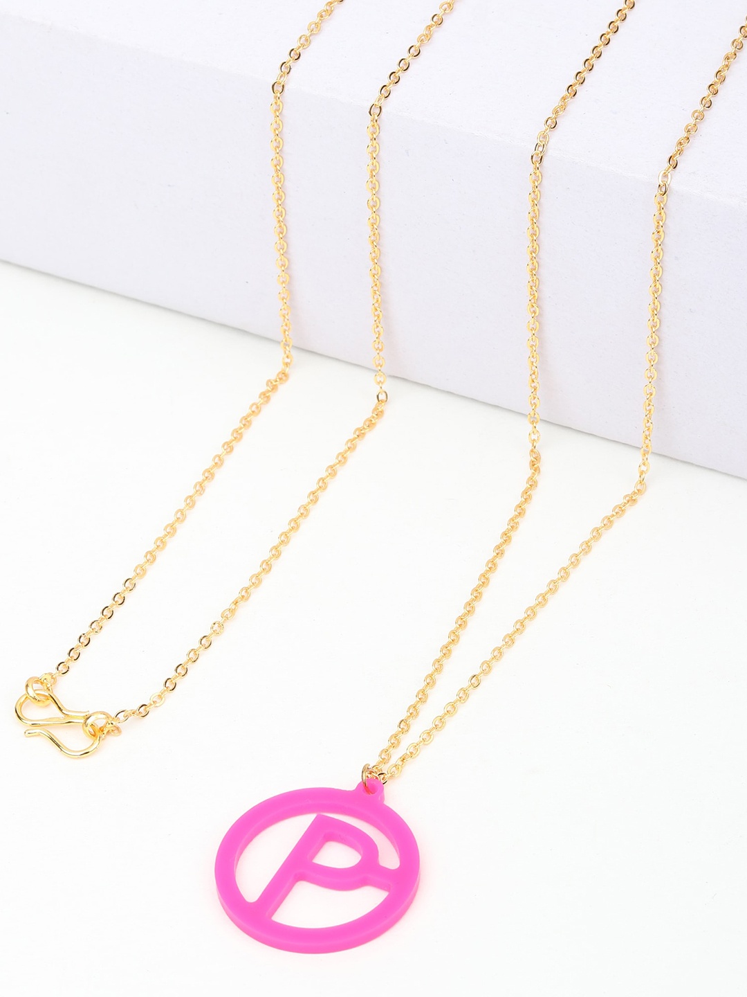 

Goldnera Pink Letter P Pendant with Chain