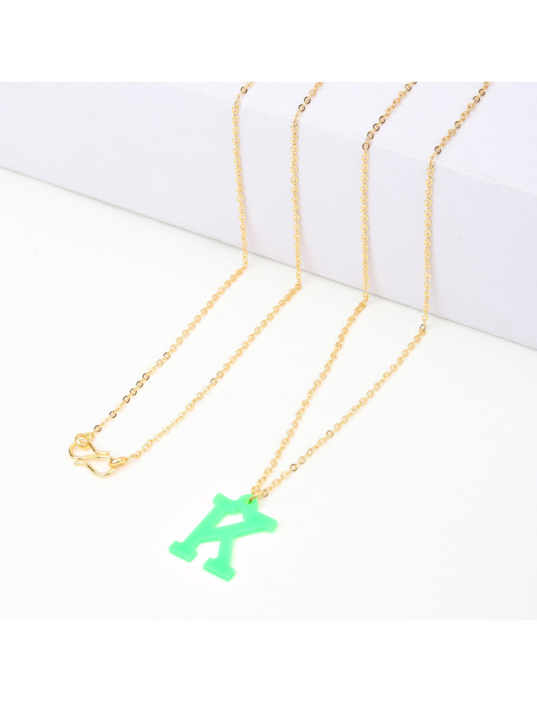 

Goldnera Women Gold Plated & Green K Letter Pendant With Chain