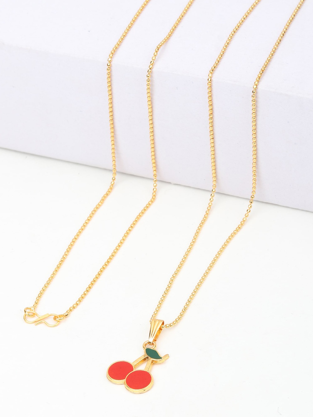 

Goldnera Women Red Cherry Pendant with Chain