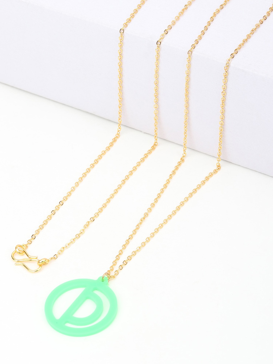 

Goldnera Women Green & Gold-Toned Letter Charms Pendant Necklace