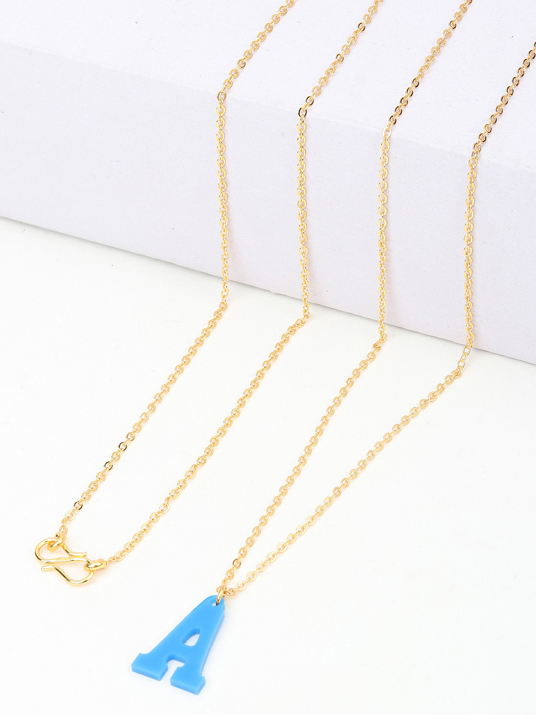 

Goldnera Women Gold Plated & Blue Letter A Pendant With Chain