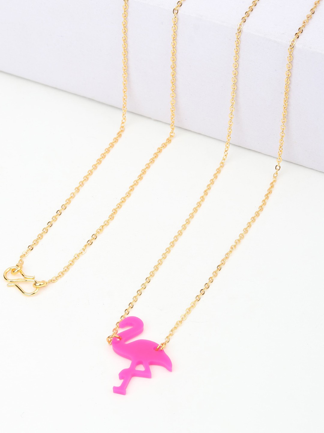 

Goldnera Women Gold Plated & Pink Pendant With Chain