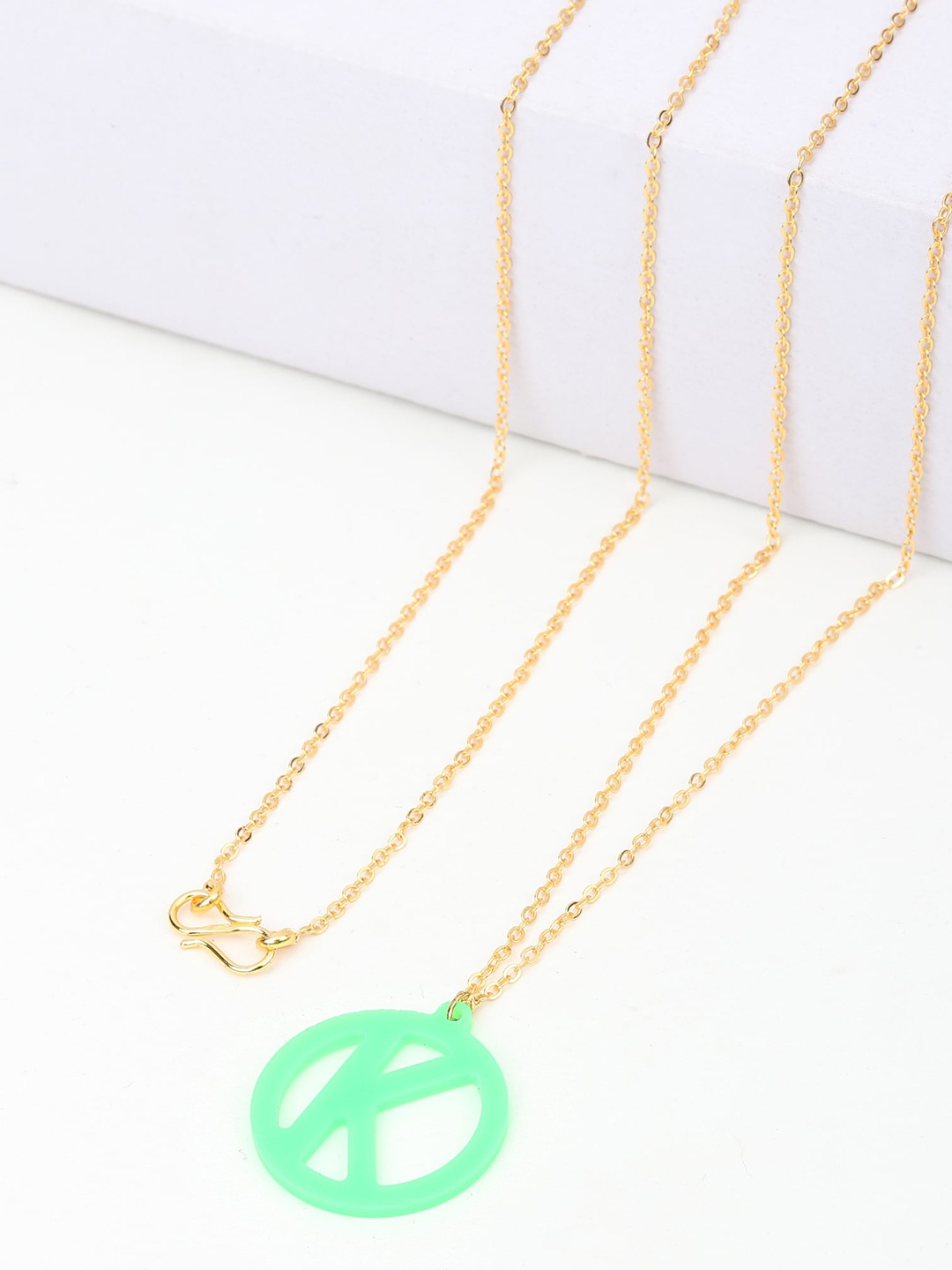 

Goldnera Green Letter K Pendant with Chain