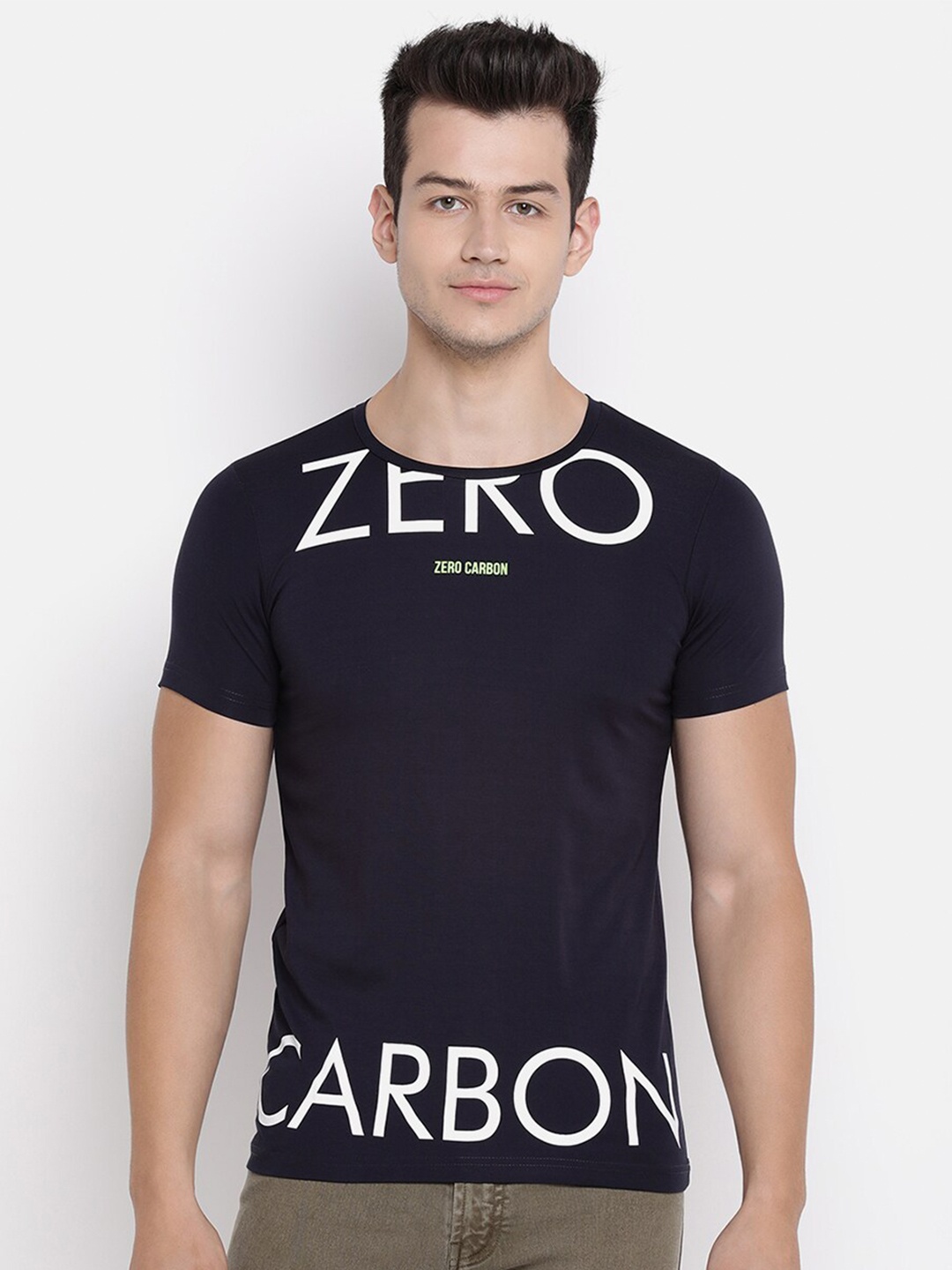 

V2 Value & Variety Men Navy Blue Typography Printed Monochrome T-shirt