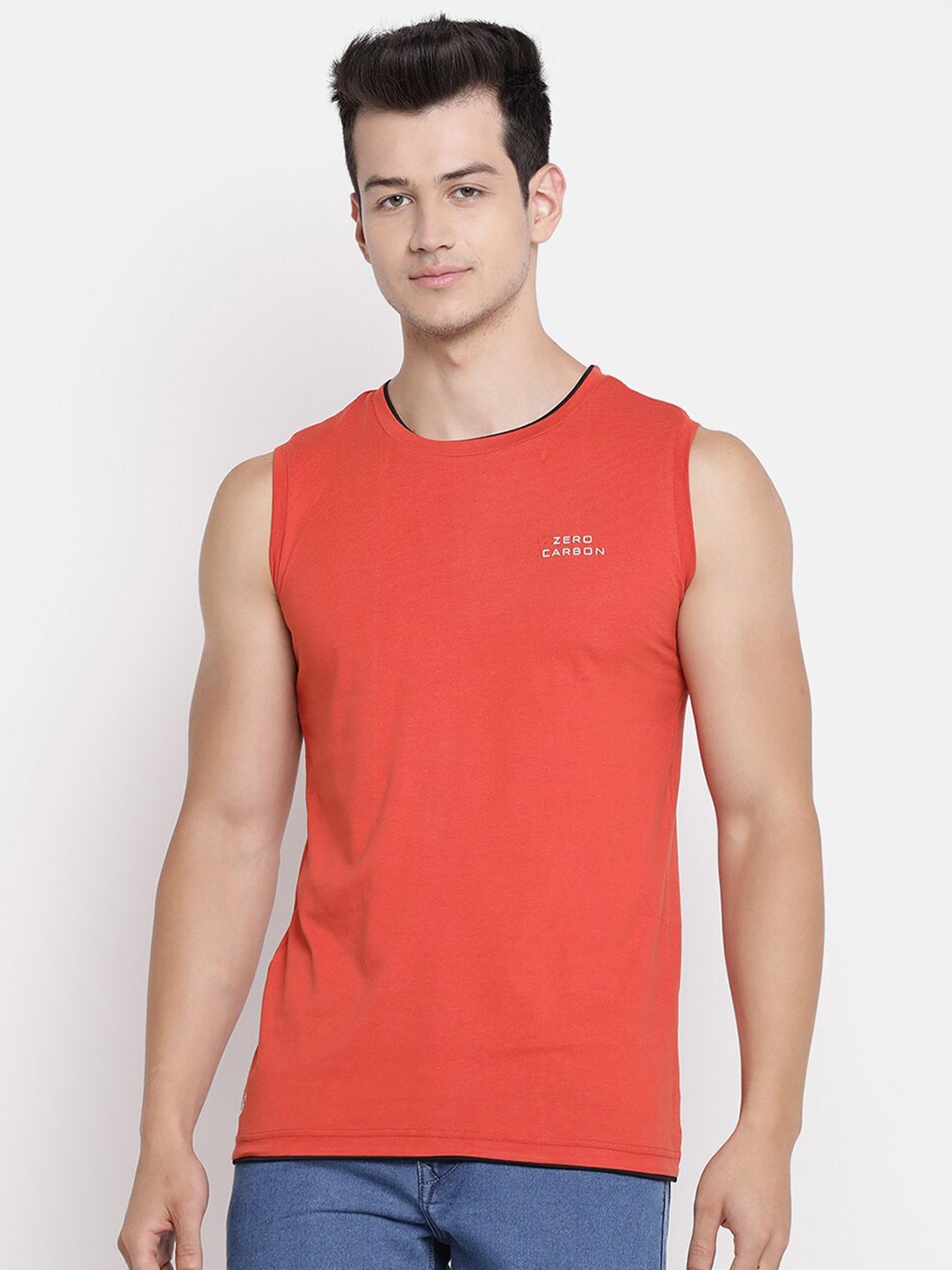 

V2 Value & Variety Men Orange Solid Cotton T-shirt