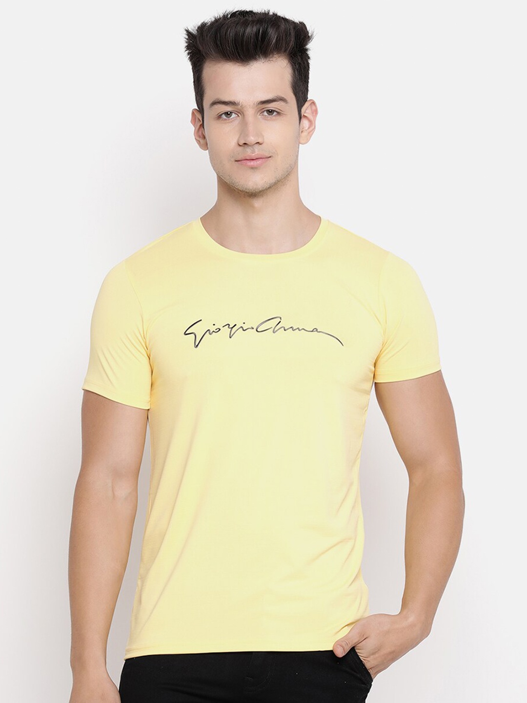 

V2 Value & Variety Men Yellow Typography Printed T-shirt