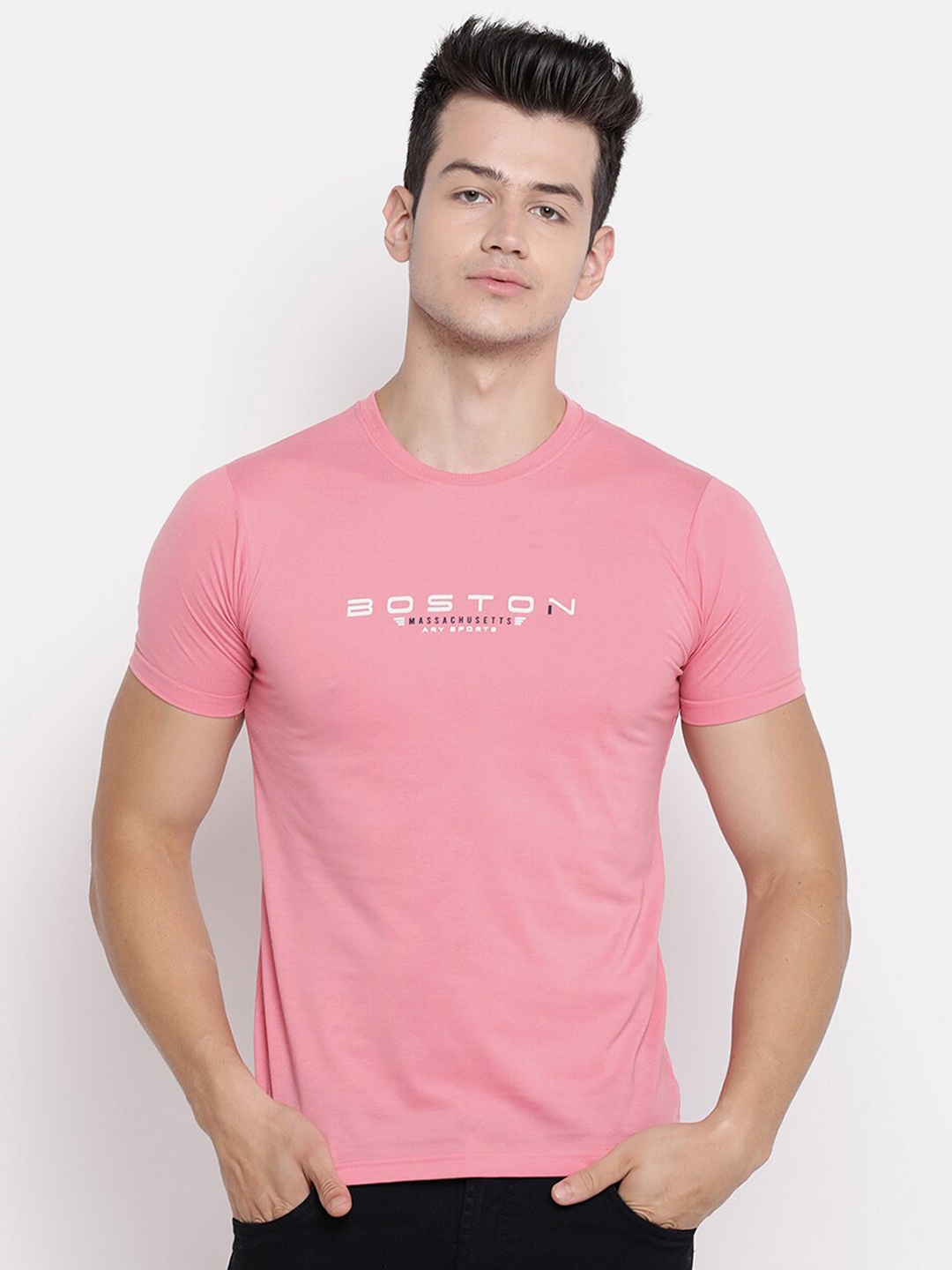 

V2 Value & Variety Men Pink Typography Round Neck T-shirt