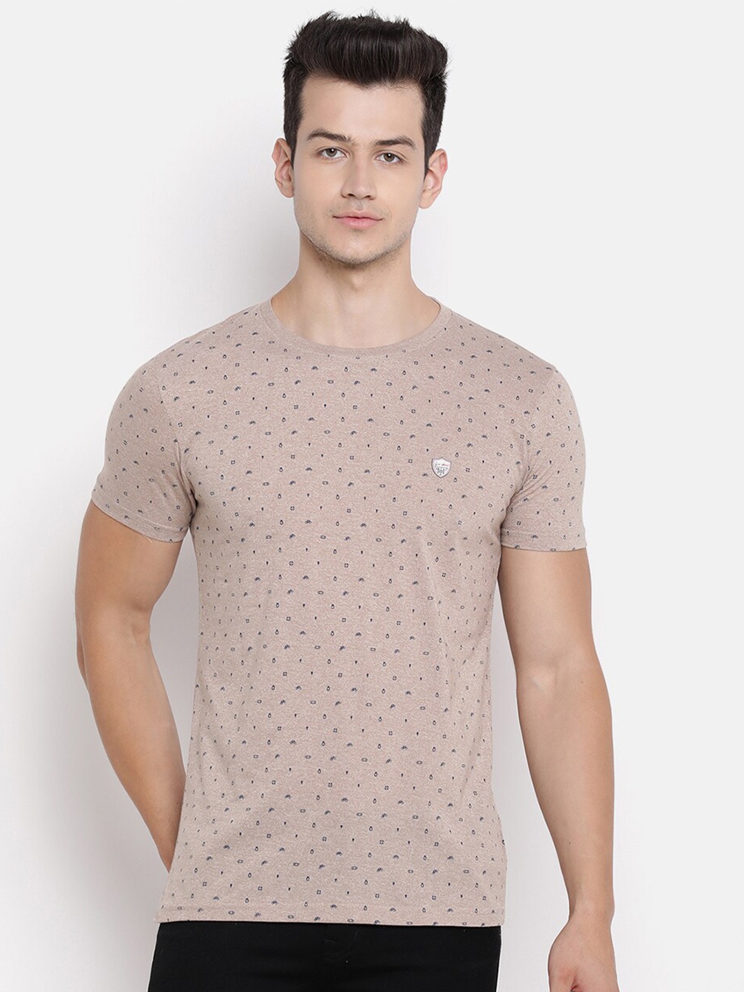 

V2 Value & Variety Men Beige Printed T-shirt