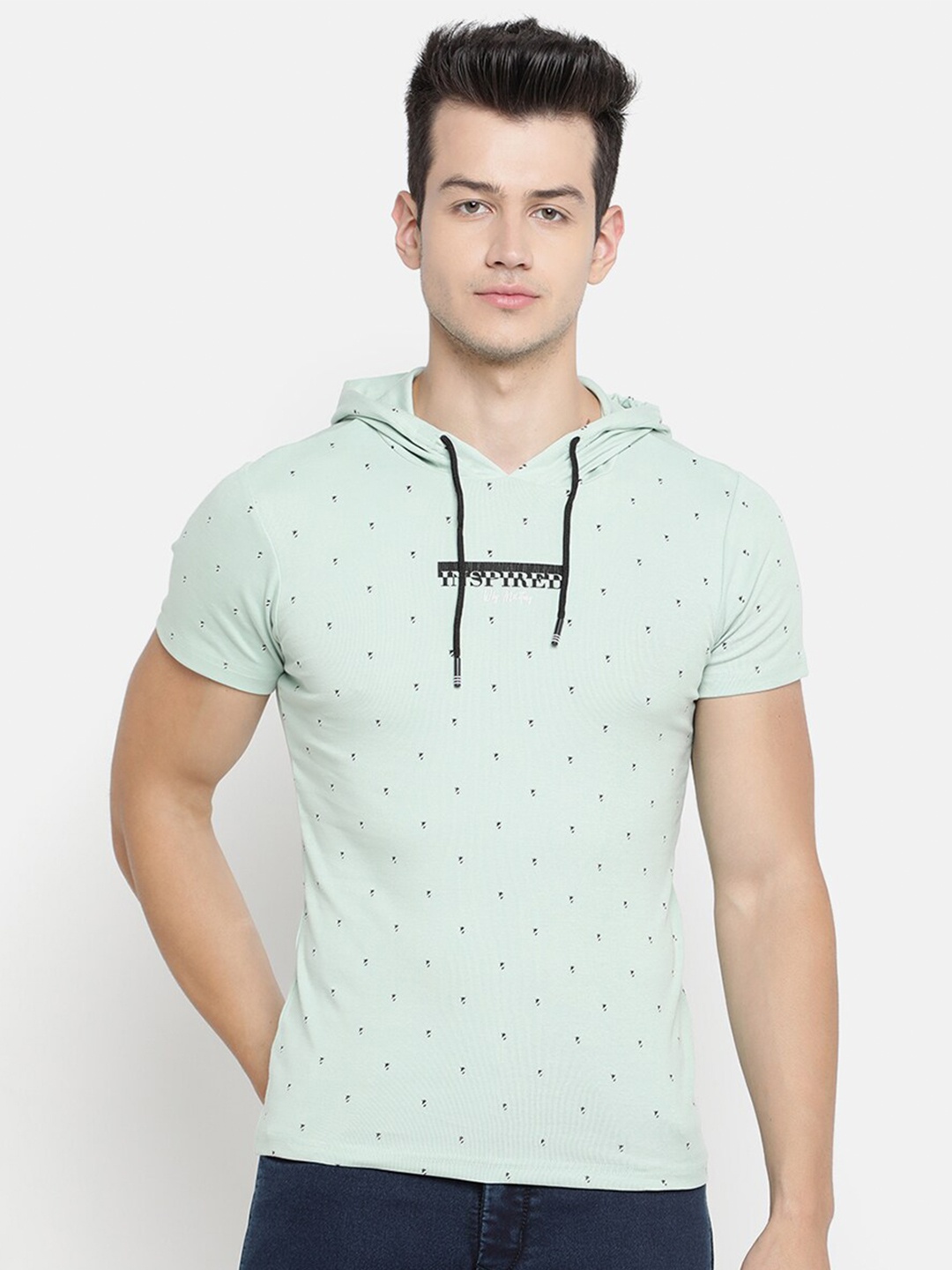

V2 Value & Variety Men Green Printed Pure Cotton T-shirt