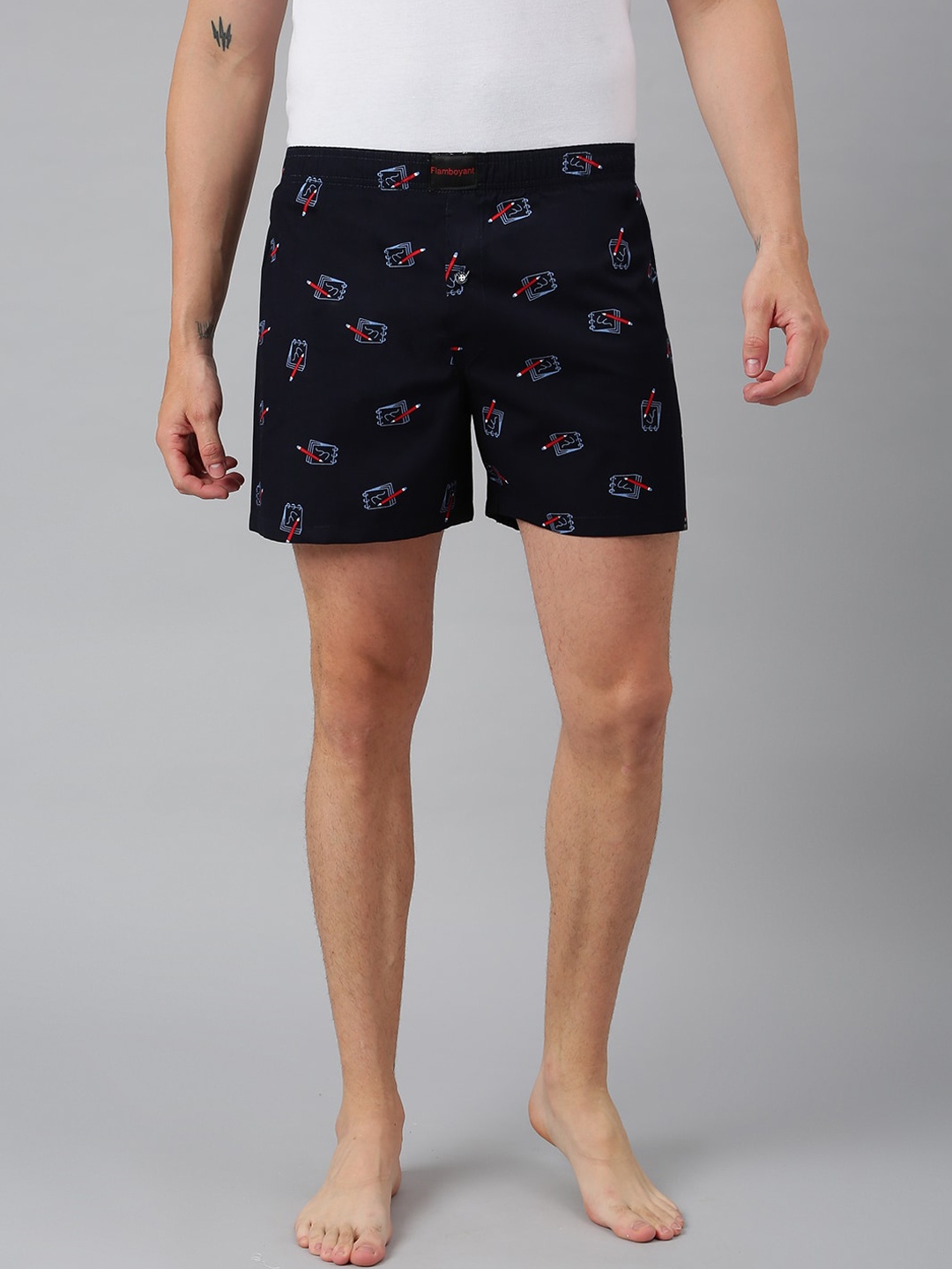 

FLAMBOYANT Men Blue Printed Pure Cotton Boxers