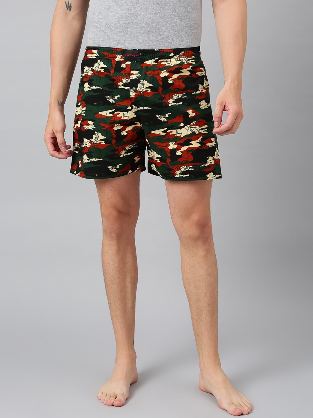 

FLAMBOYANT Men Green Printed Pure Cotton Boxers