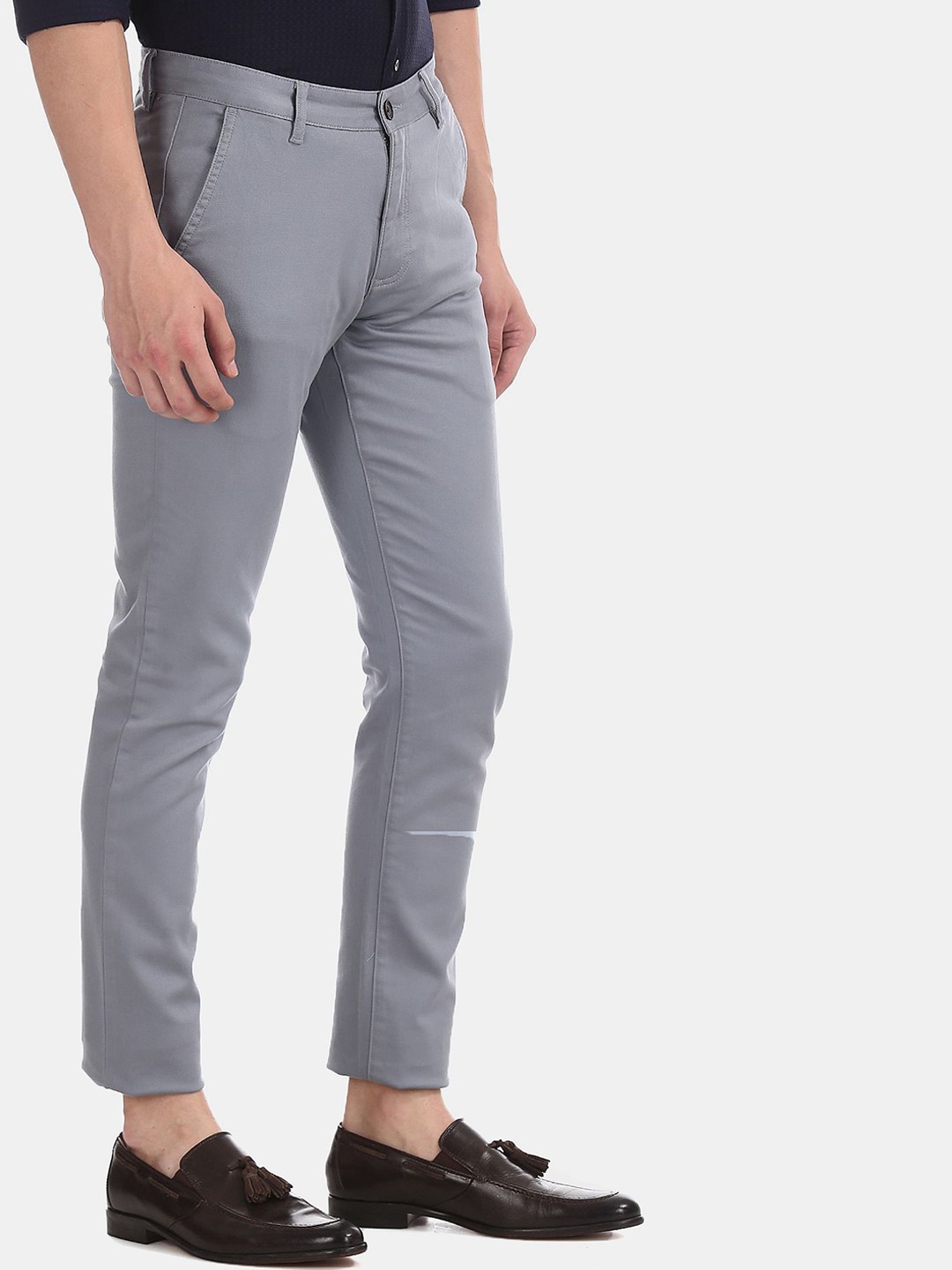 

AD By Arvind Men Grey Slim Fit Chinos Trousers
