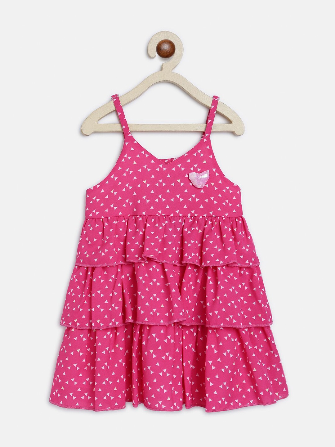 

Nauti Nati Pink Layered Crepe A-Line Tiered Dress