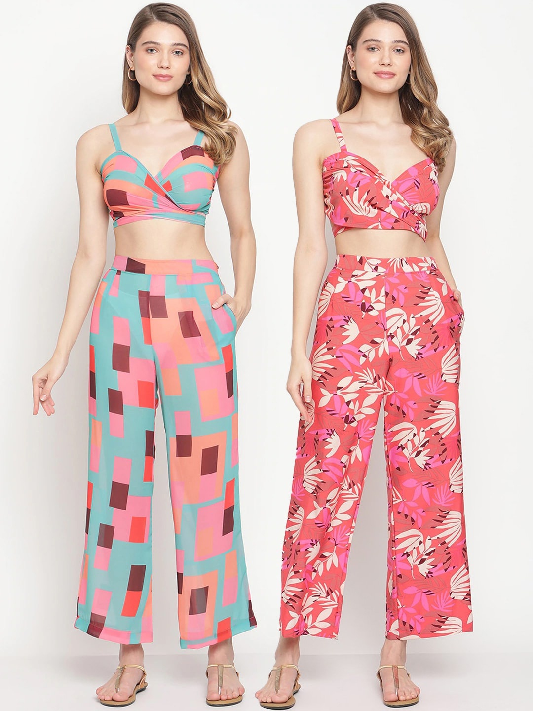

EROTISSCH Women Pack of 2 Pink & Turquoise Blue Printed Swim Pants
