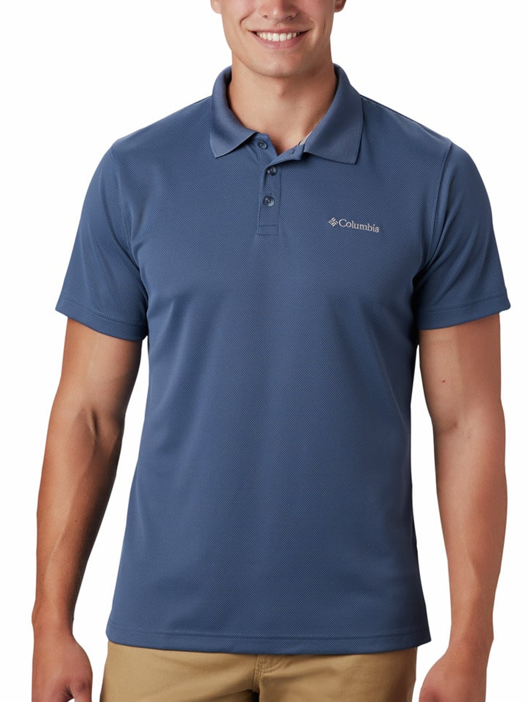 

Columbia Men Blue Polo Collar Hiking T-shirt