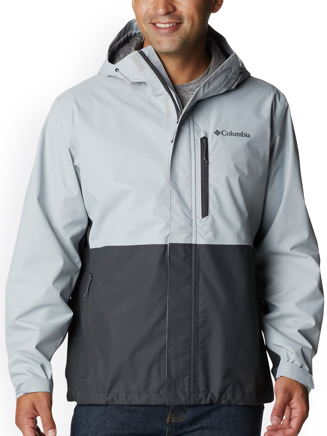 

Columbia Men Grey Solid Hooded Water Resistant Hikebound Jacket