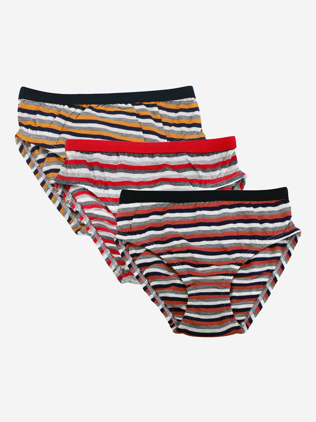 

YK Girls Pack Of 3 Multicolored Assorted Low-Rise Cotton Basic Briefs