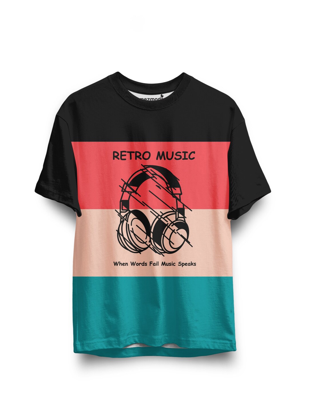 

mezmoda Boys Black & Peach-Coloured Printed Round Neck T-shirt