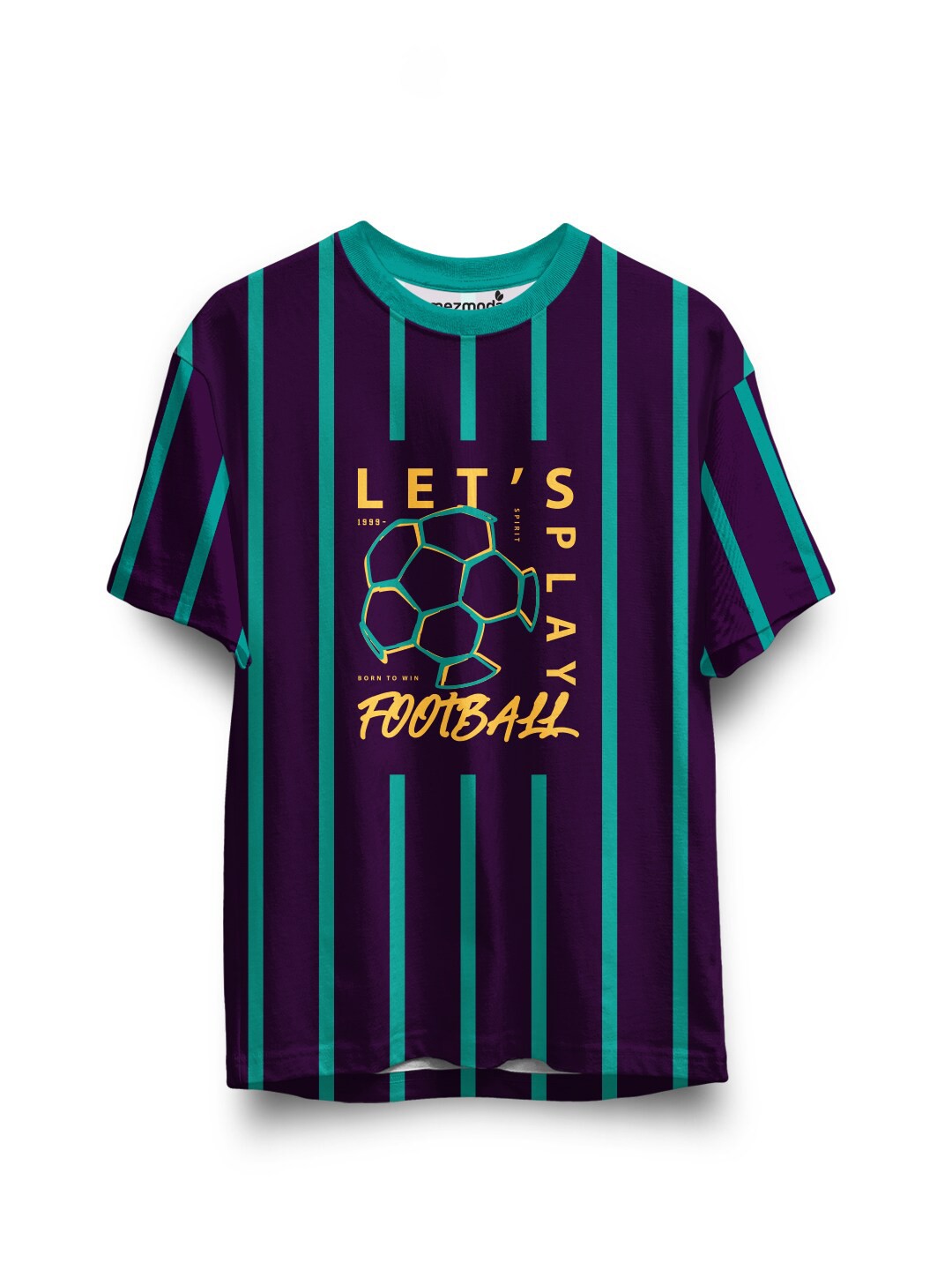 

mezmoda Boys Violet & Teal Green Striped Dri-Fit Sports T-shirt