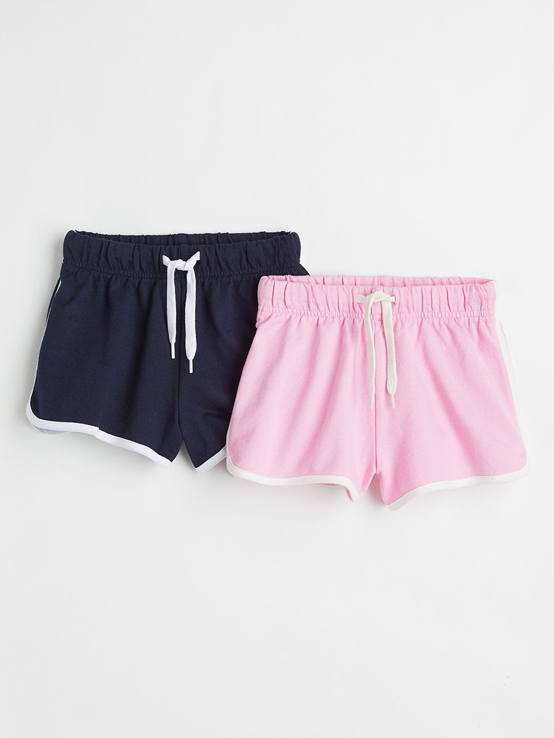 

H&M Girls Pack Of 2 Blue & Pink Solid Pure Cotton Sweatshorts