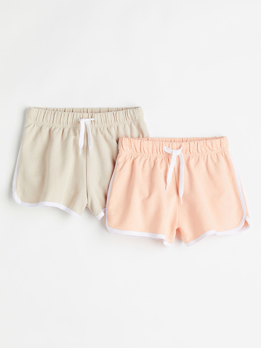 

H&M Girls Pack of 2 Beige & Orange Solid Sweatshorts