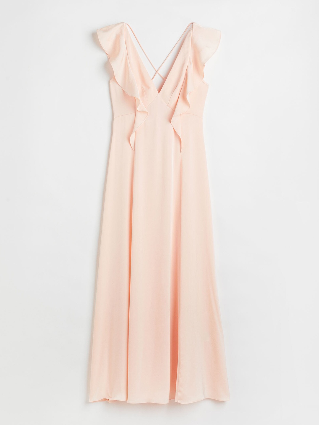 

H&M Pink Solid Flounced Maxi Dress