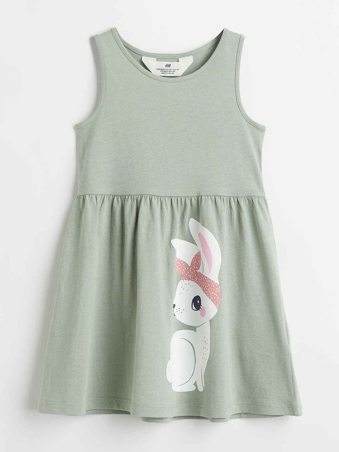 

H&M Girls Green Patterned Jersey Dress