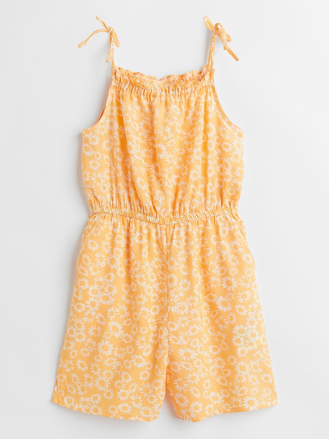 

H&M Girls Orange Printed Woven Playsuit