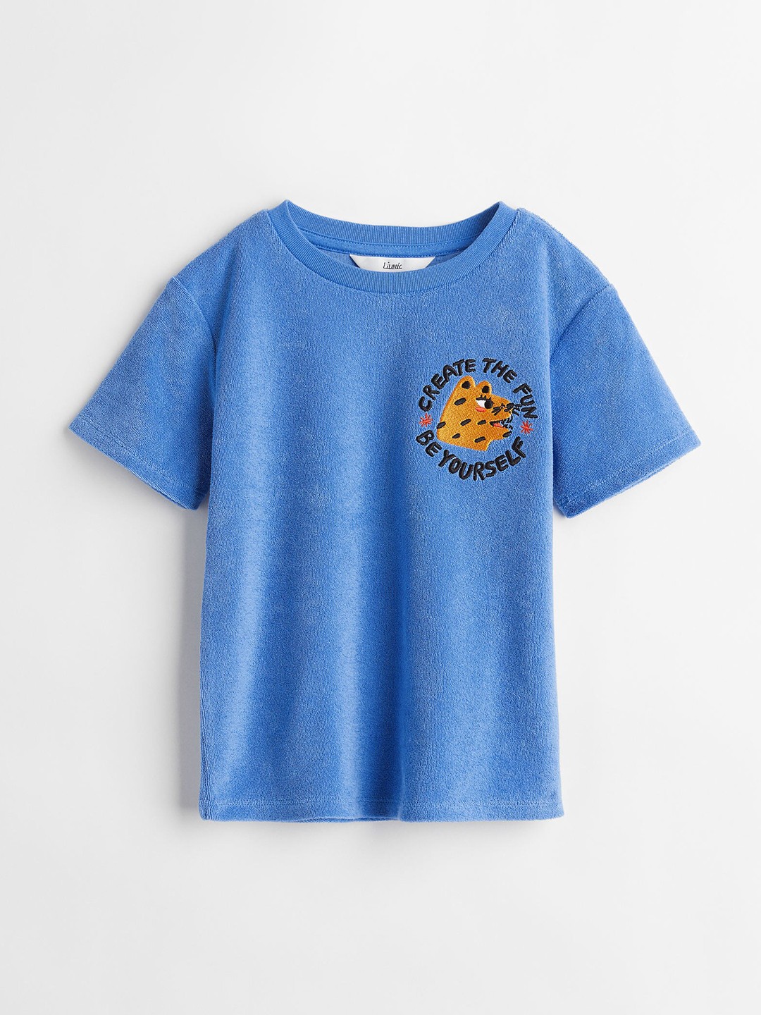 

H&M Boys Blue Oversized Embroidered-Motif Terry T-Shirt