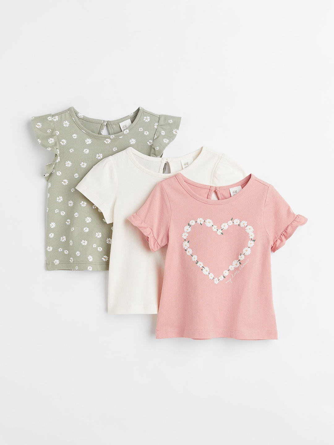 

H&M Girls Green & Pink 3-Pack Cotton Tops
