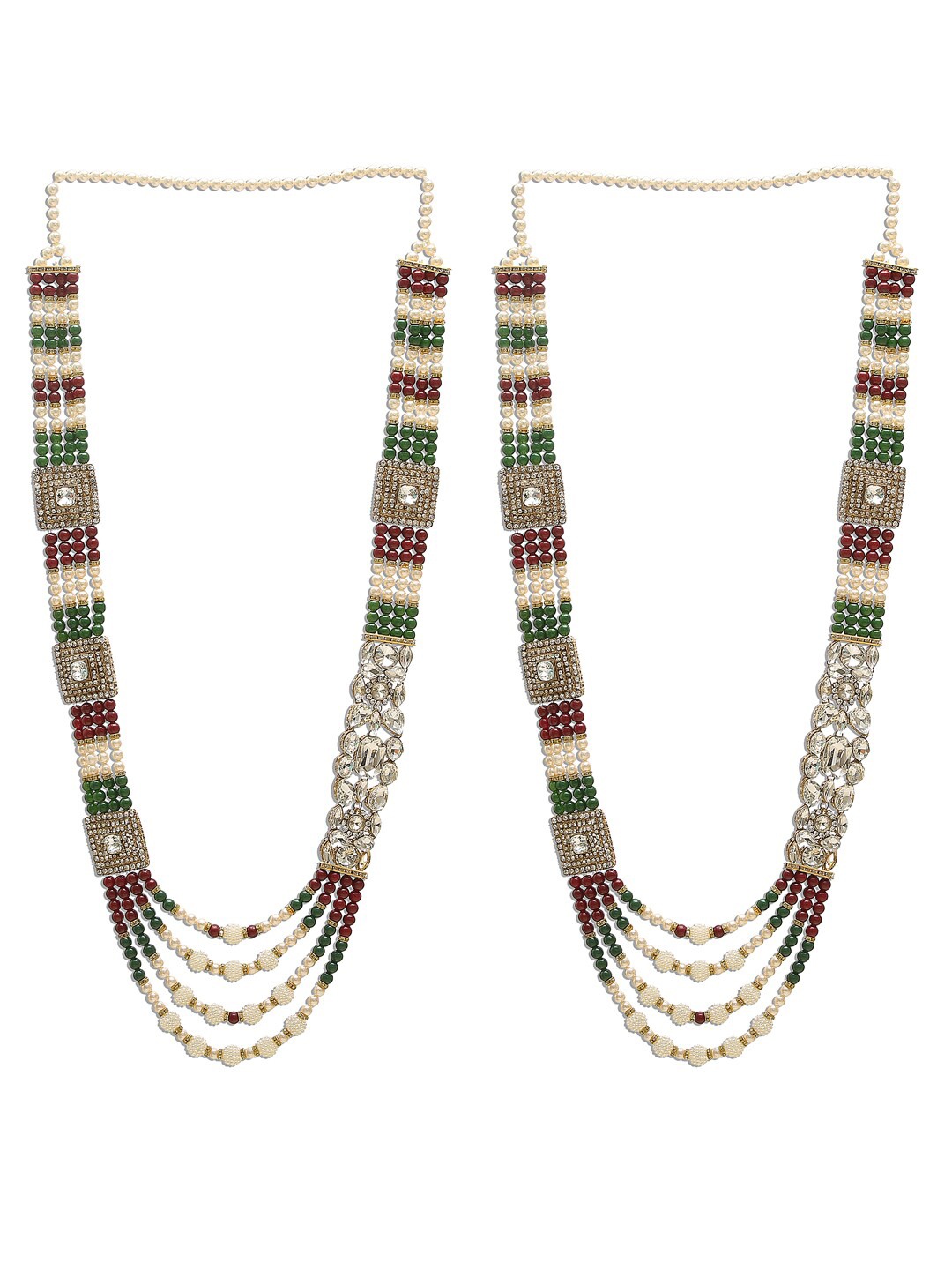 

DEVOILER Set of 2 White & Green Beaded Wedding Varmala
