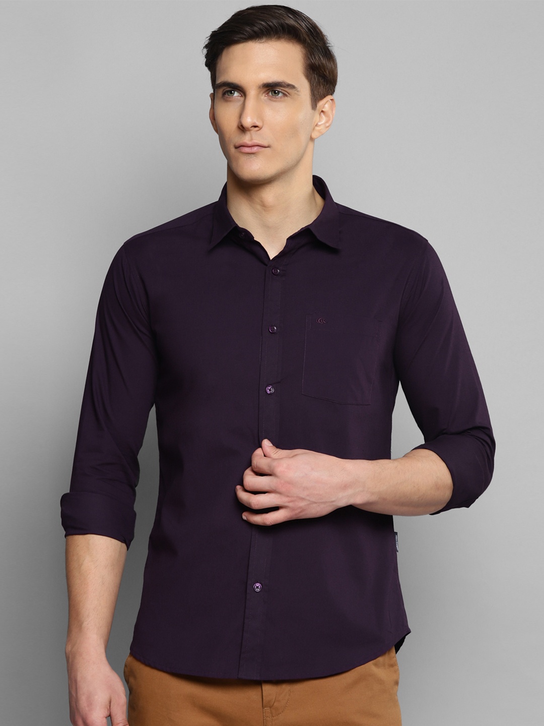 

Allen Cooper Men Violet Slim Fit Casual Shirt