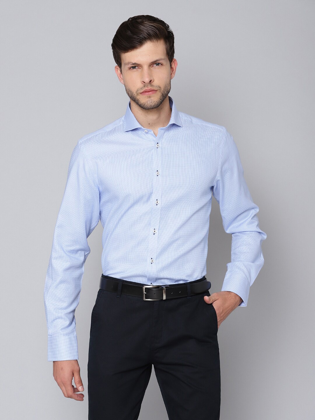 

Bruun & Stengade Men Blue Slim Fit Checked Casual Shirt