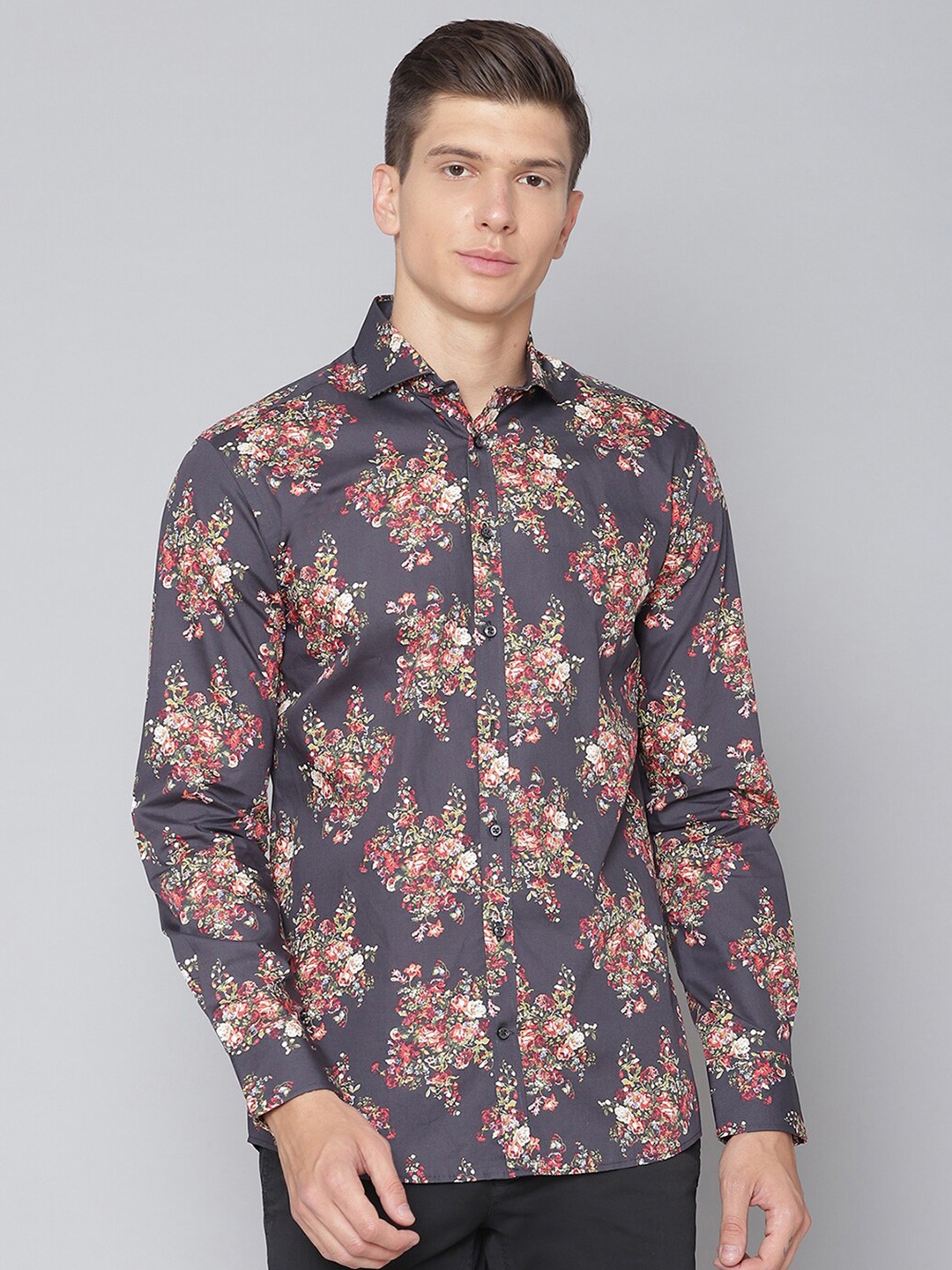 

Bruun & Stengade Men Navy Blue Slim Fit Floral Printed Cotton Casual Shirt