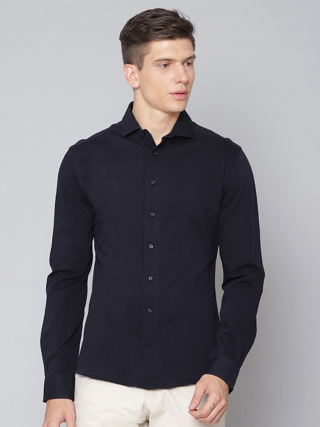 

Bruun & Stengade Men Navy Blue Slim Fit Cotton Casual Shirt