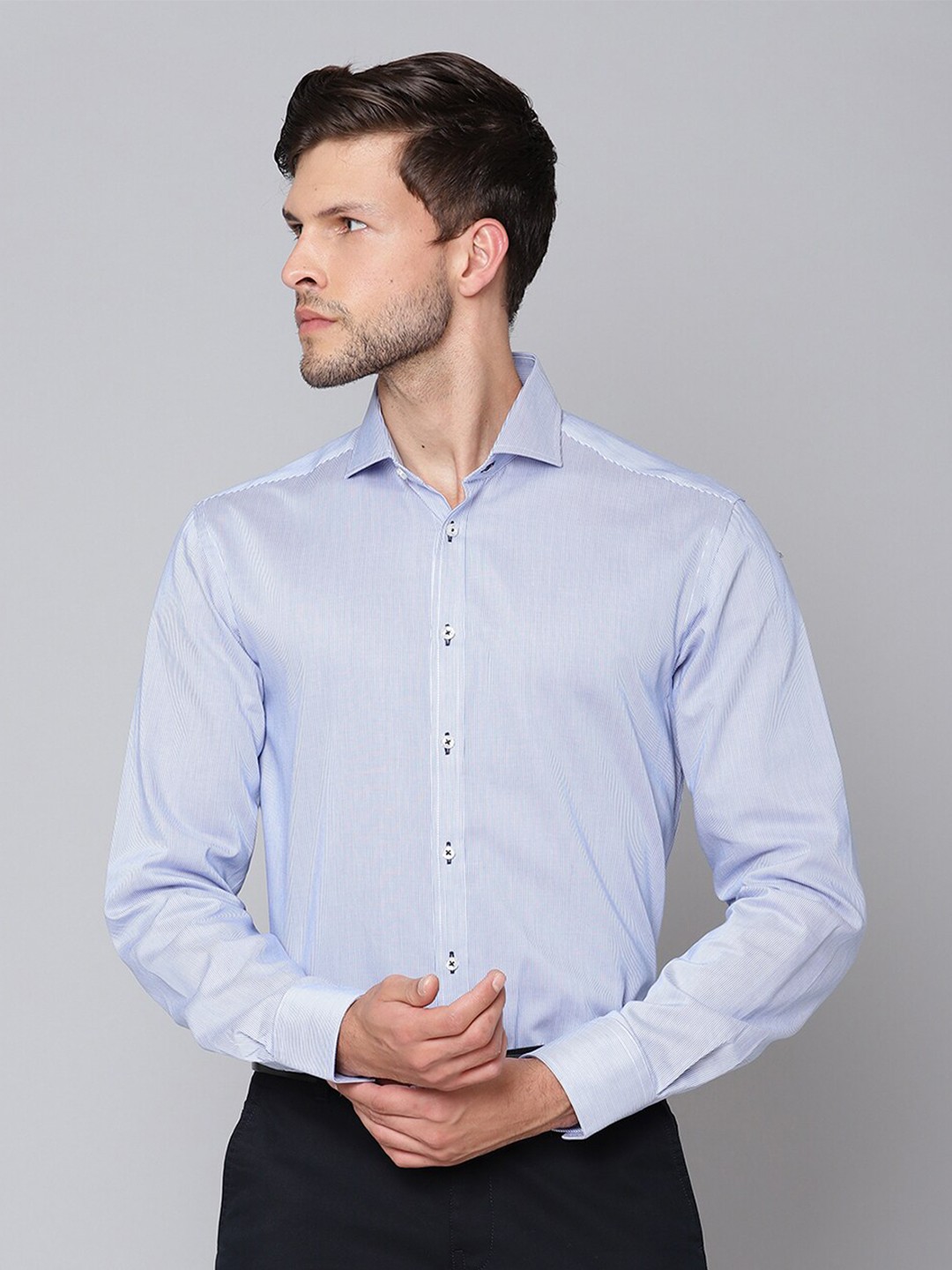 

Bruun & Stengade Men Blue Slim Fit Striped Formal Shirt