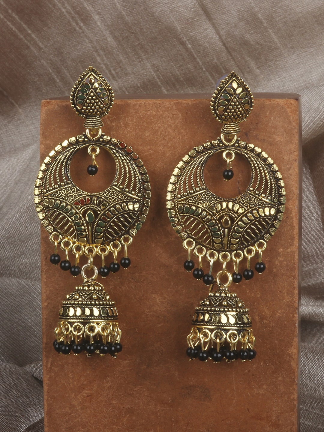 

ANIKAS CREATION Gold-Plated Circular Chandbalis Earrings
