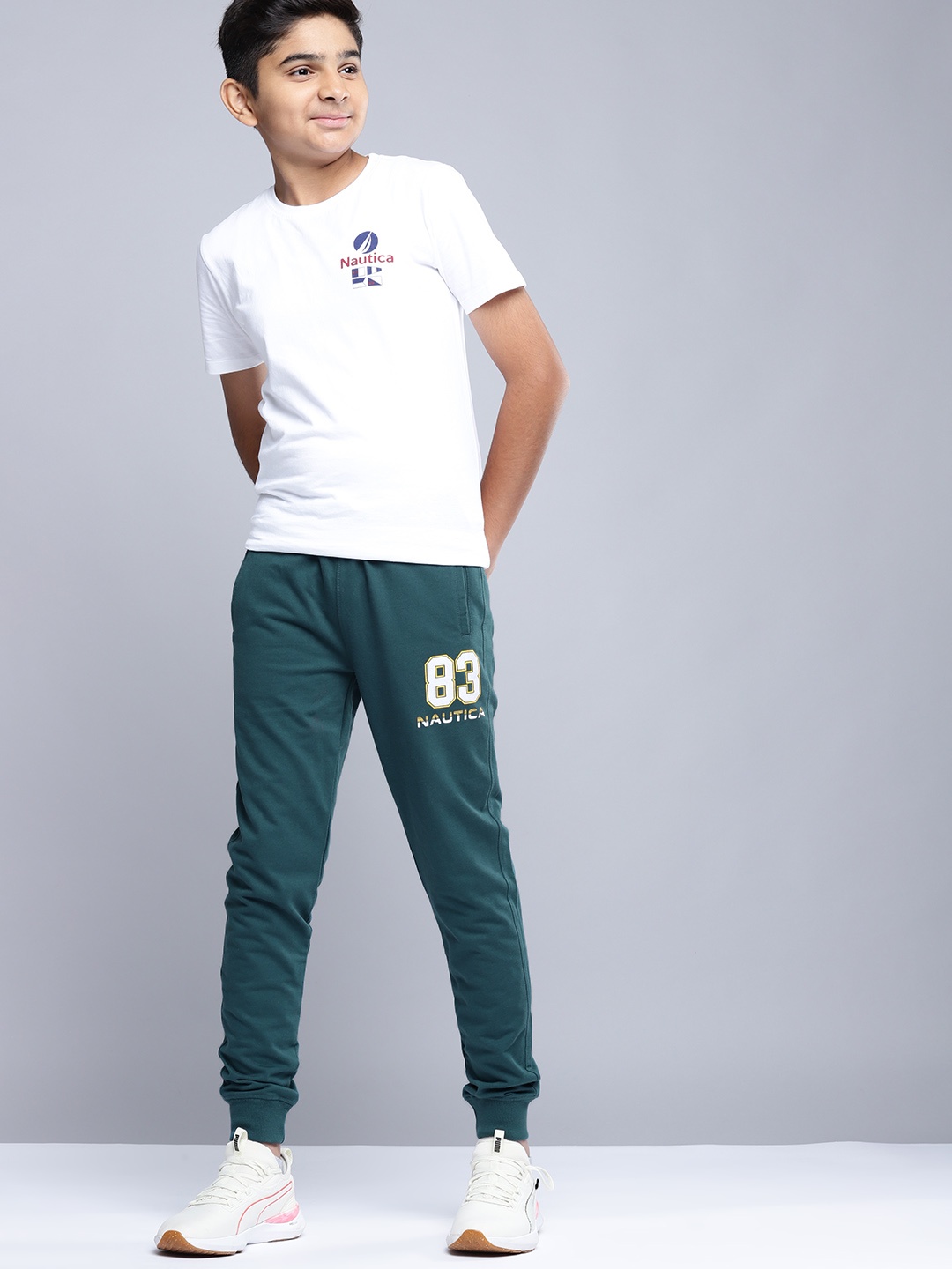 

Nautica Boys Green Solid Pure Cotton Joggers