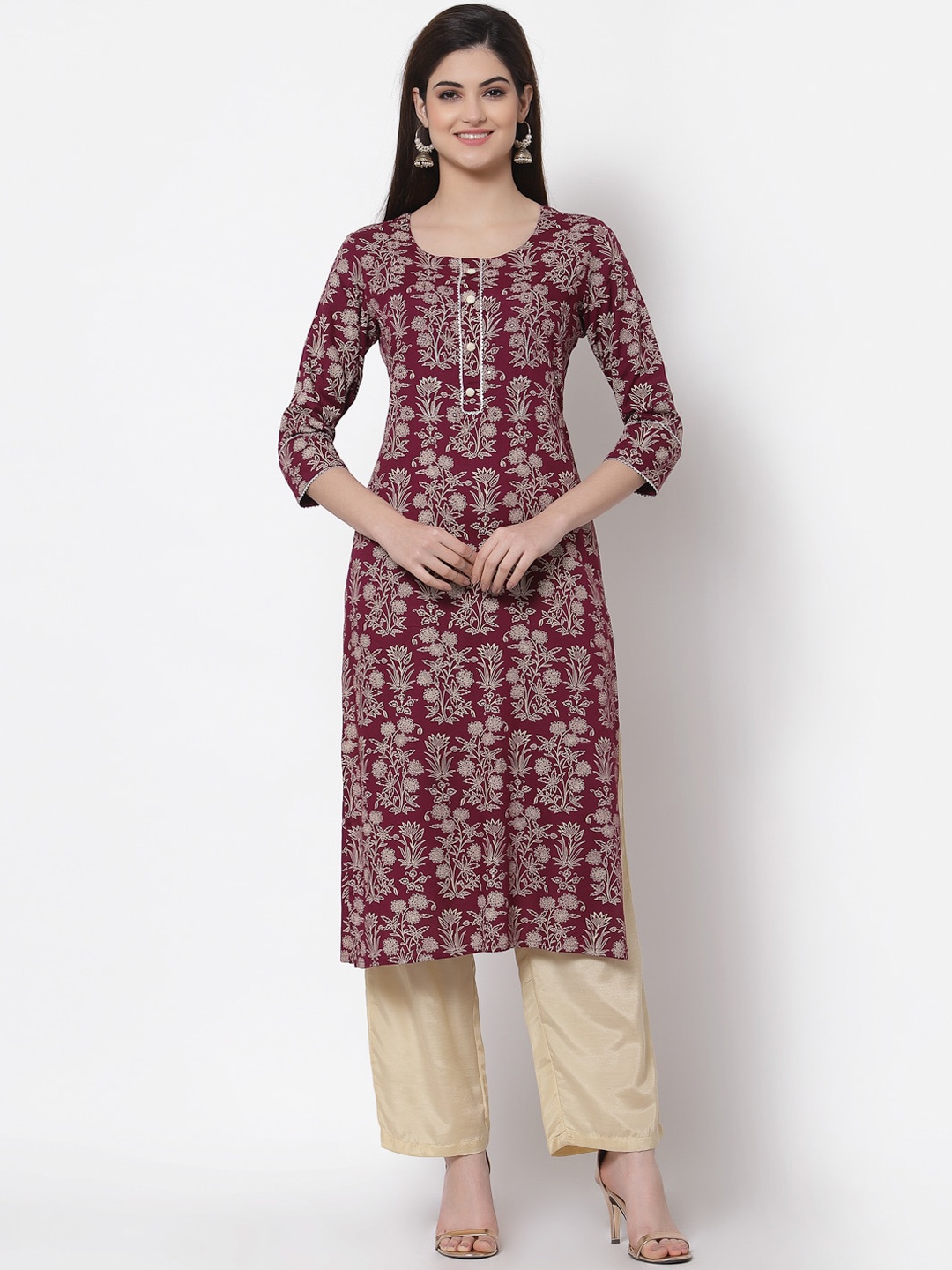 

KBZ Women Maroon Floral Printed Kurta