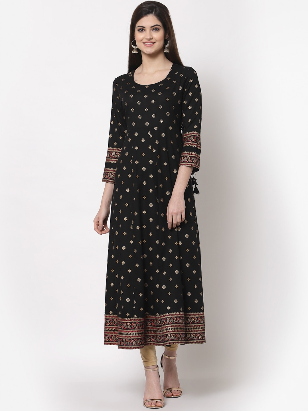 

KBZ Women Black Ethnic Motifs Printed Anarkali Kurta