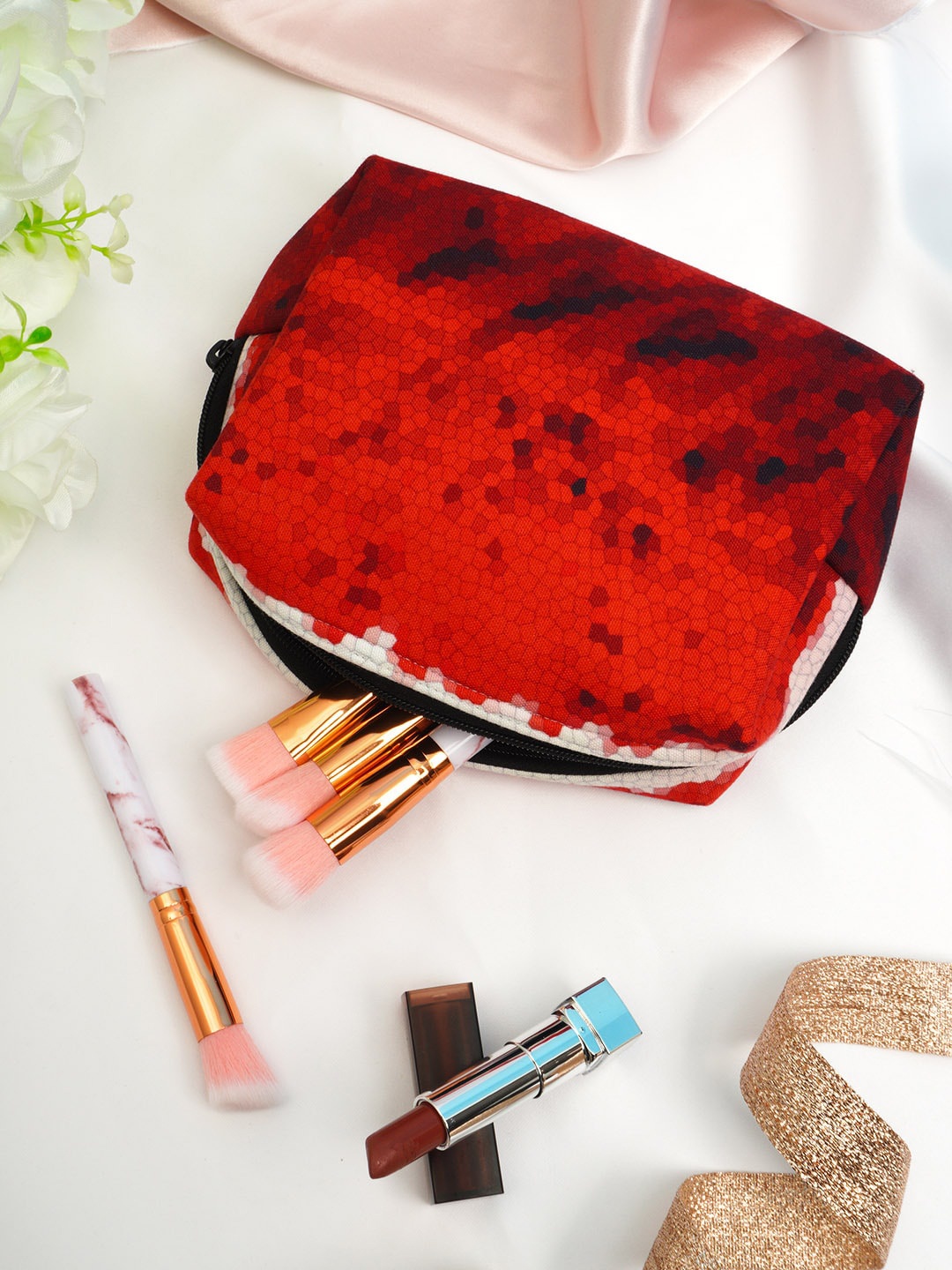 Crazy Corner Red Printed Travel Pouch