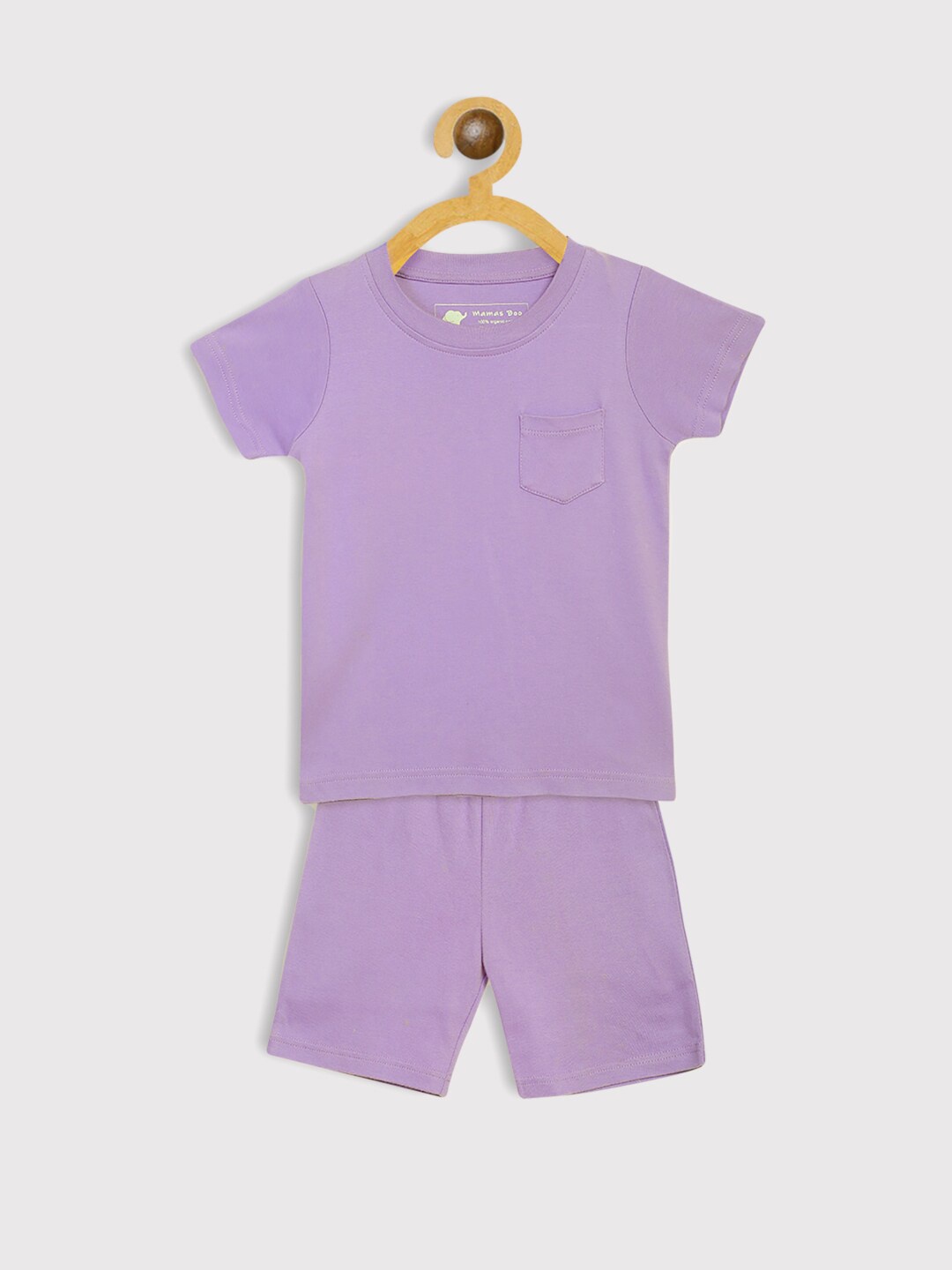 

Mamas Boo Kids Purple Solid Organic Cotton Sustainable T-shirt with Shorts