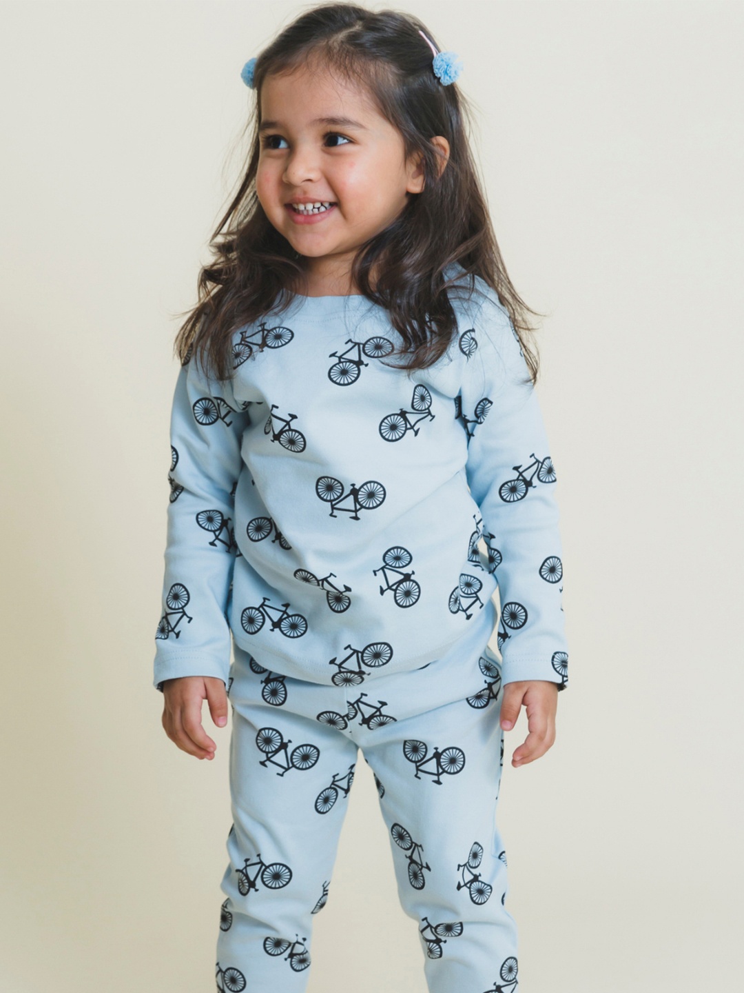 

Mamas Boo Unisex Kids Blue Printed Sustainable T-shirt with Pyjamas